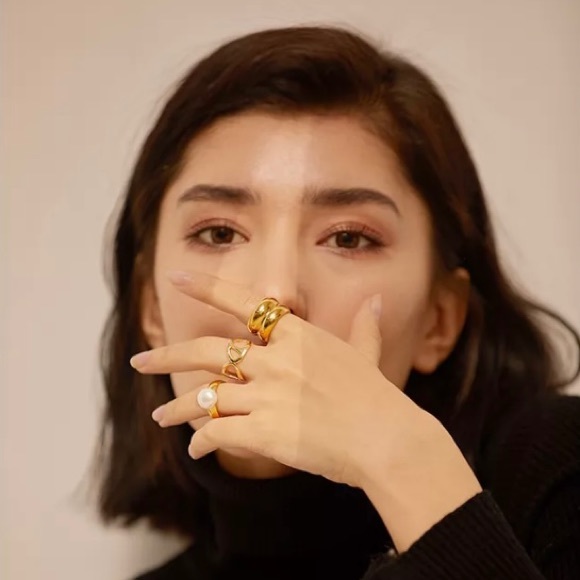 Shell Pearl Ring Stainless Steel 18 K Plated - Picture 4 of 4